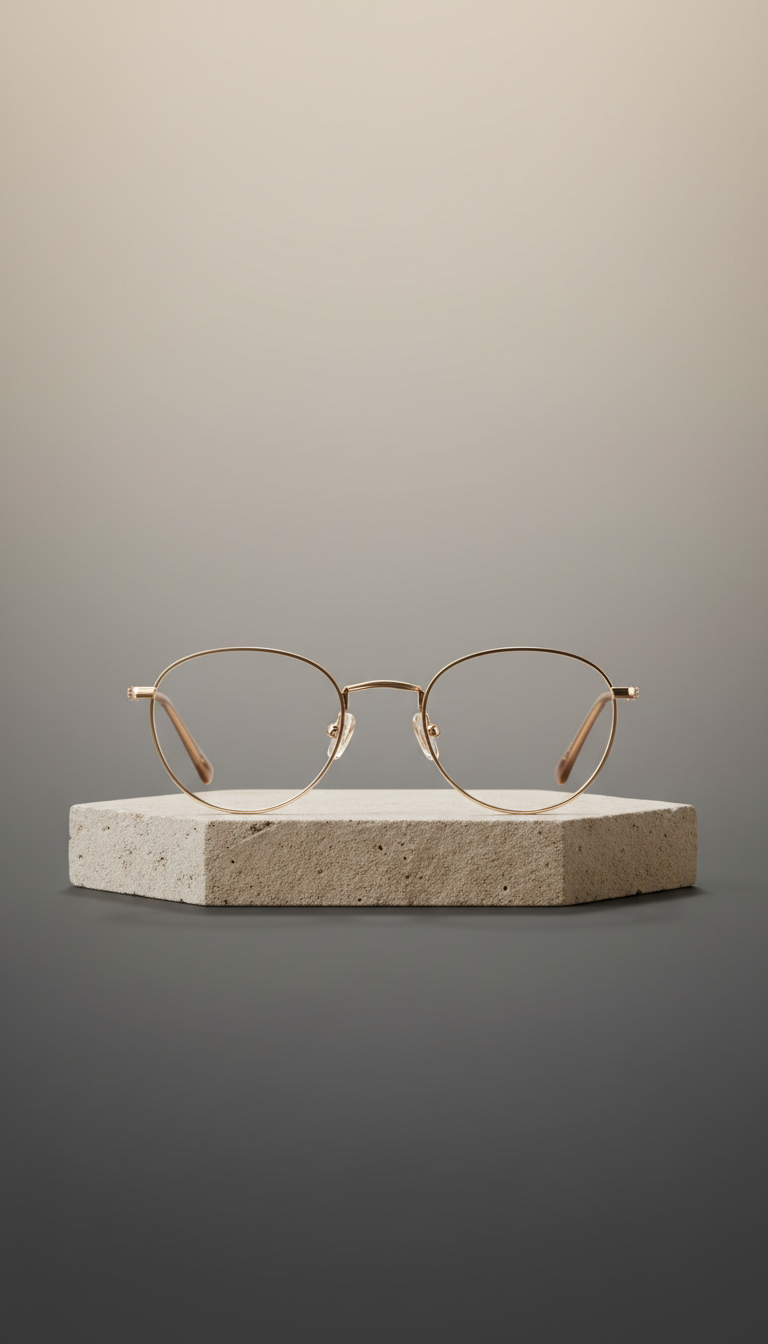 Champagne Gold Round Eyeglasses