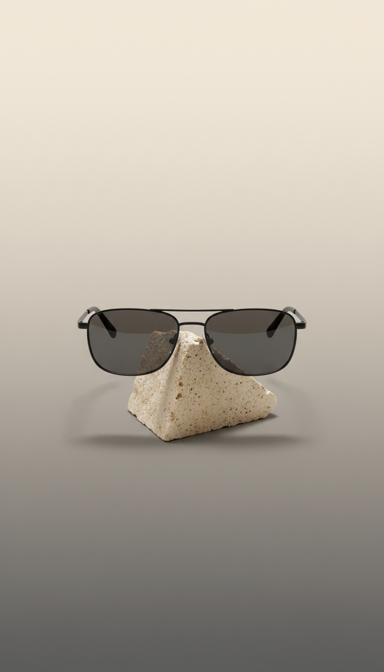 Matte Black Metal Sunglasses