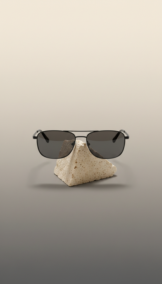Matte Black Metal Sunglasses