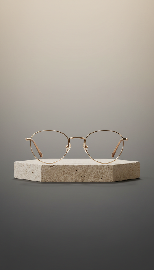 Champagne Gold Round Eyeglasses