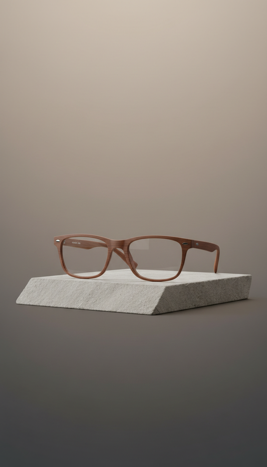 Walnut Brown Rectangular Prescription Glasses