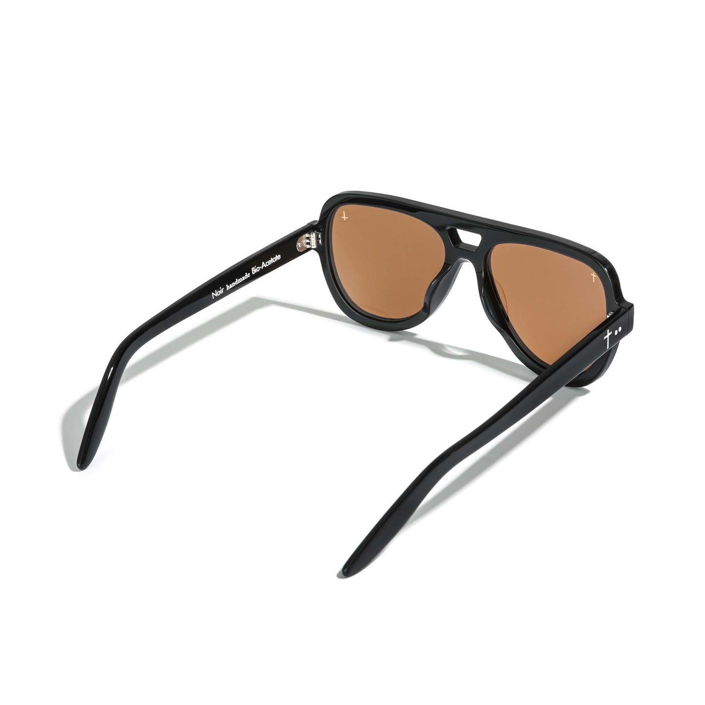 Black aviator sunglasses bio-acetate sustainable Zeiss lenses TULLY WARD view back