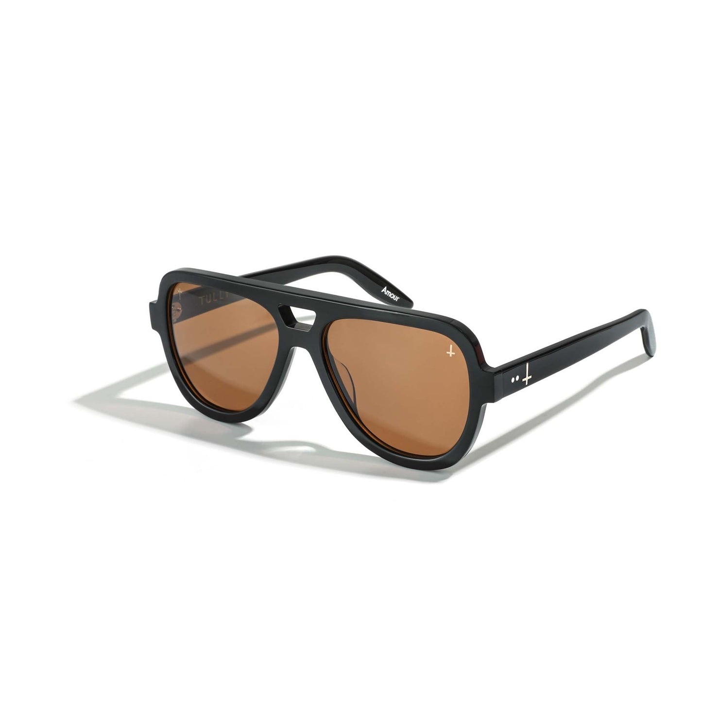 Black aviator sunglasses bio-acetate sustainable Zeiss lenses TULLY WARD view front