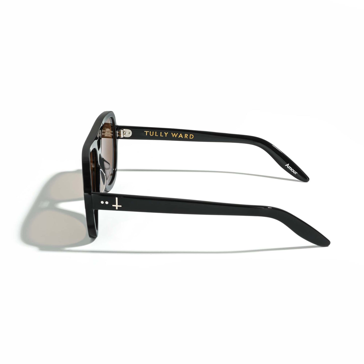 Black aviator sunglasses bio-acetate sustainable Zeiss lenses TULLY WARD view side