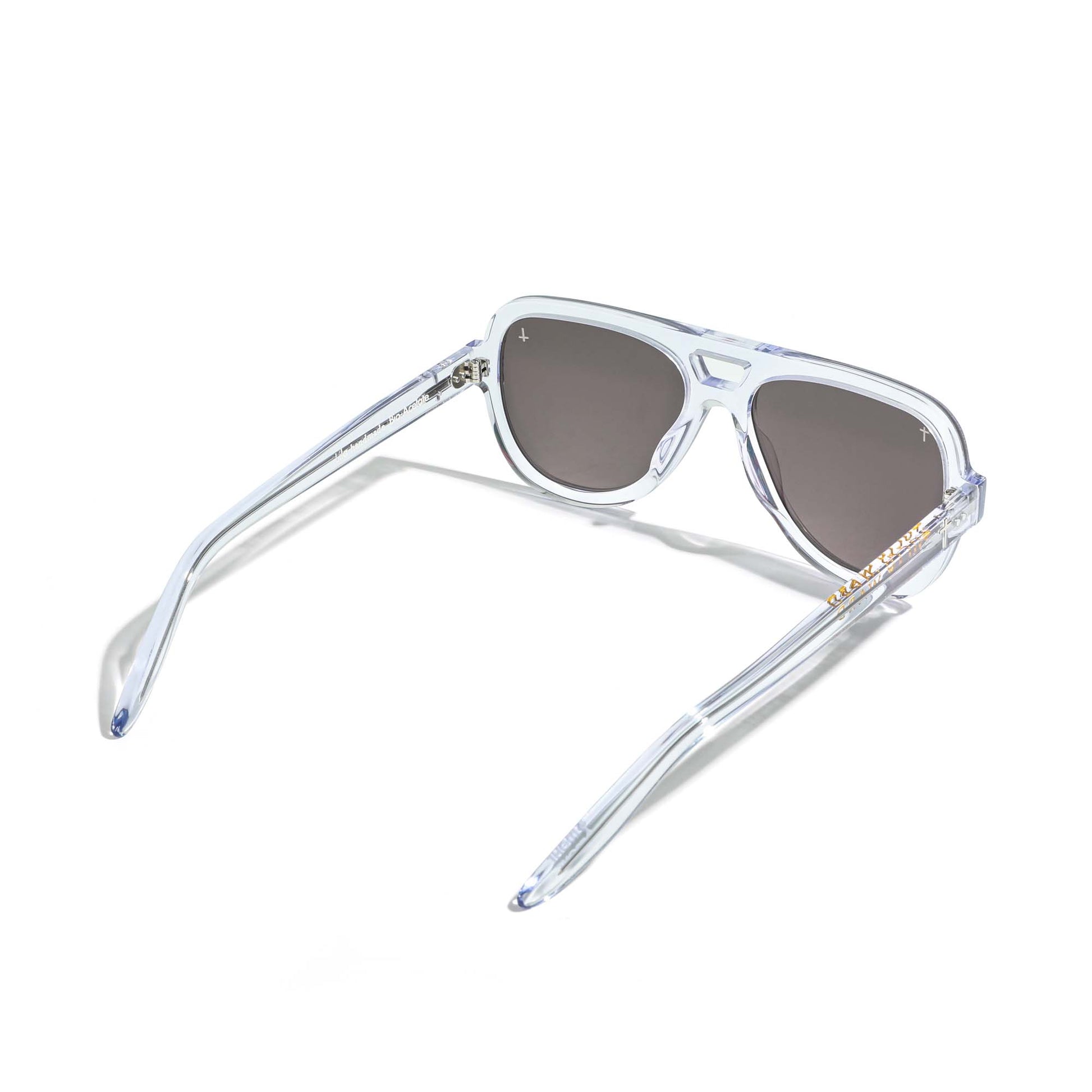 Translucent lilac aviator sunglasses Italian acetate Byron Bay ethical eyewear view back