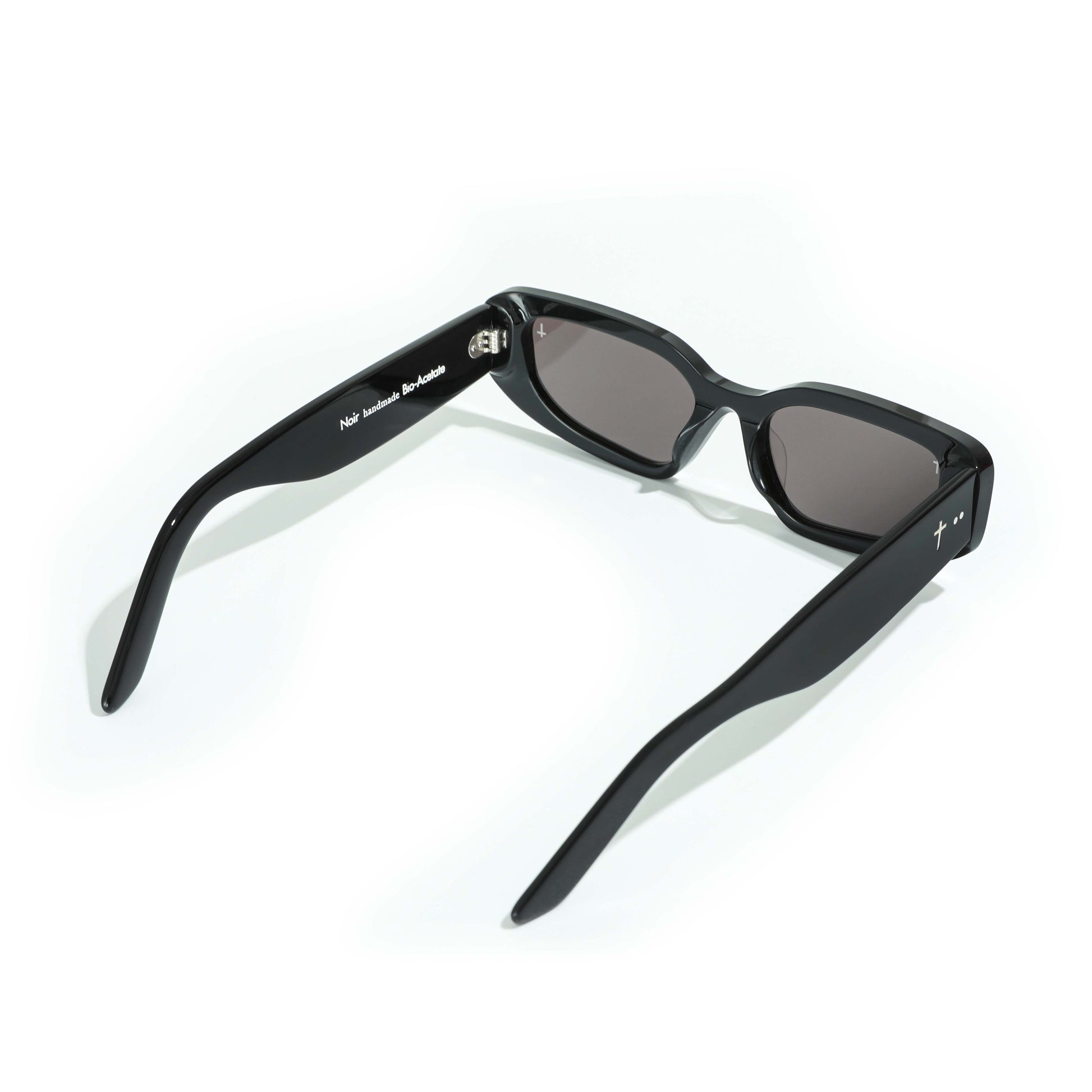 Classic black cat-eye sunglasses handmade bio-acetate frames view back