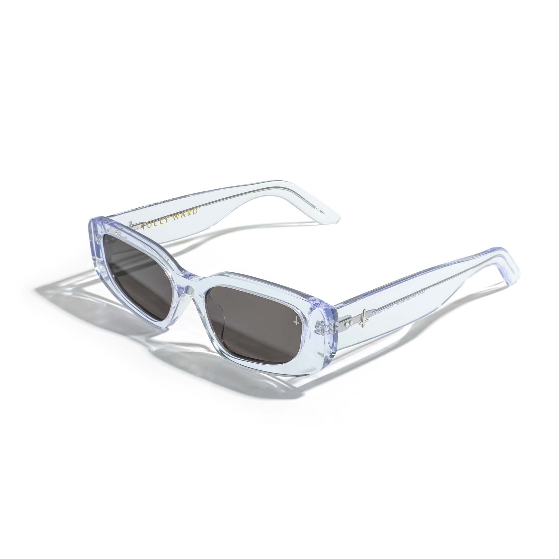 translucent lilac cat-eye sunglasses Italian acetate Byron Bay ethical eyewear view product side 