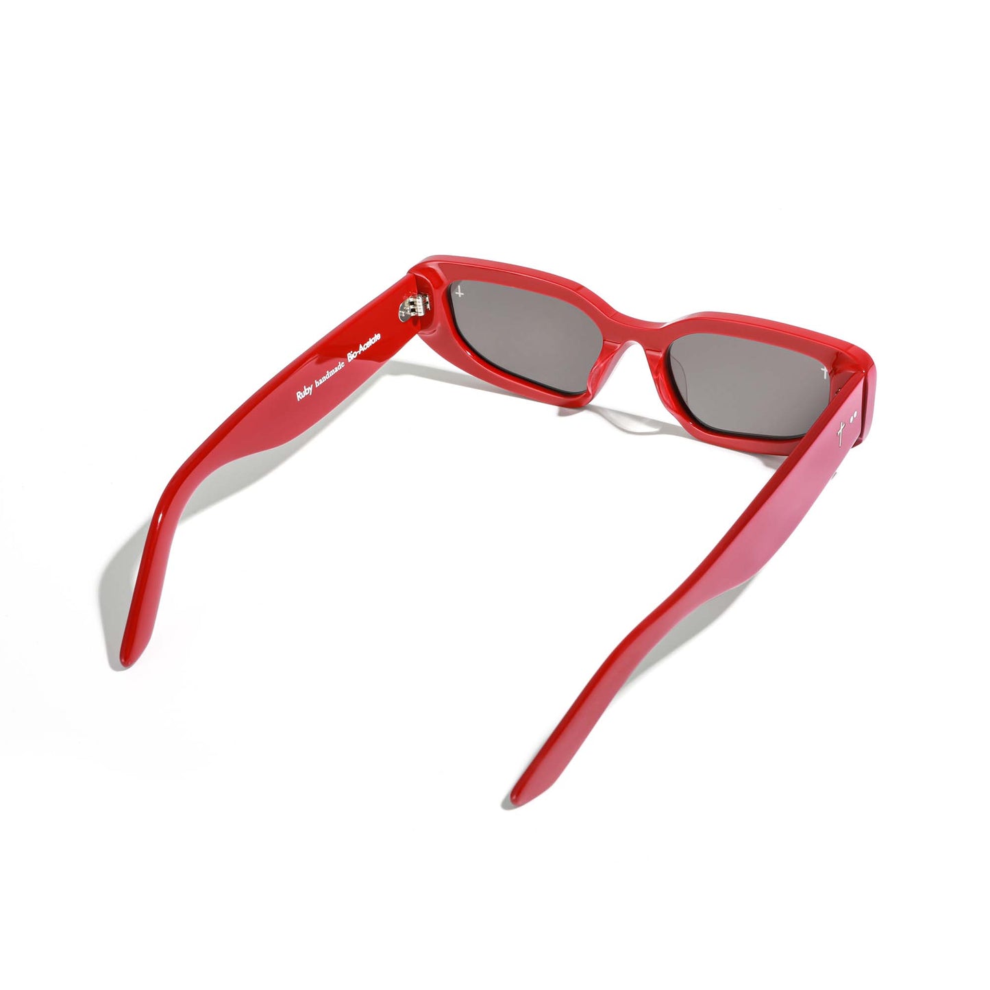 Italian bio-acetate red cat-eye sunglasses luxury sustainable eyewear view back