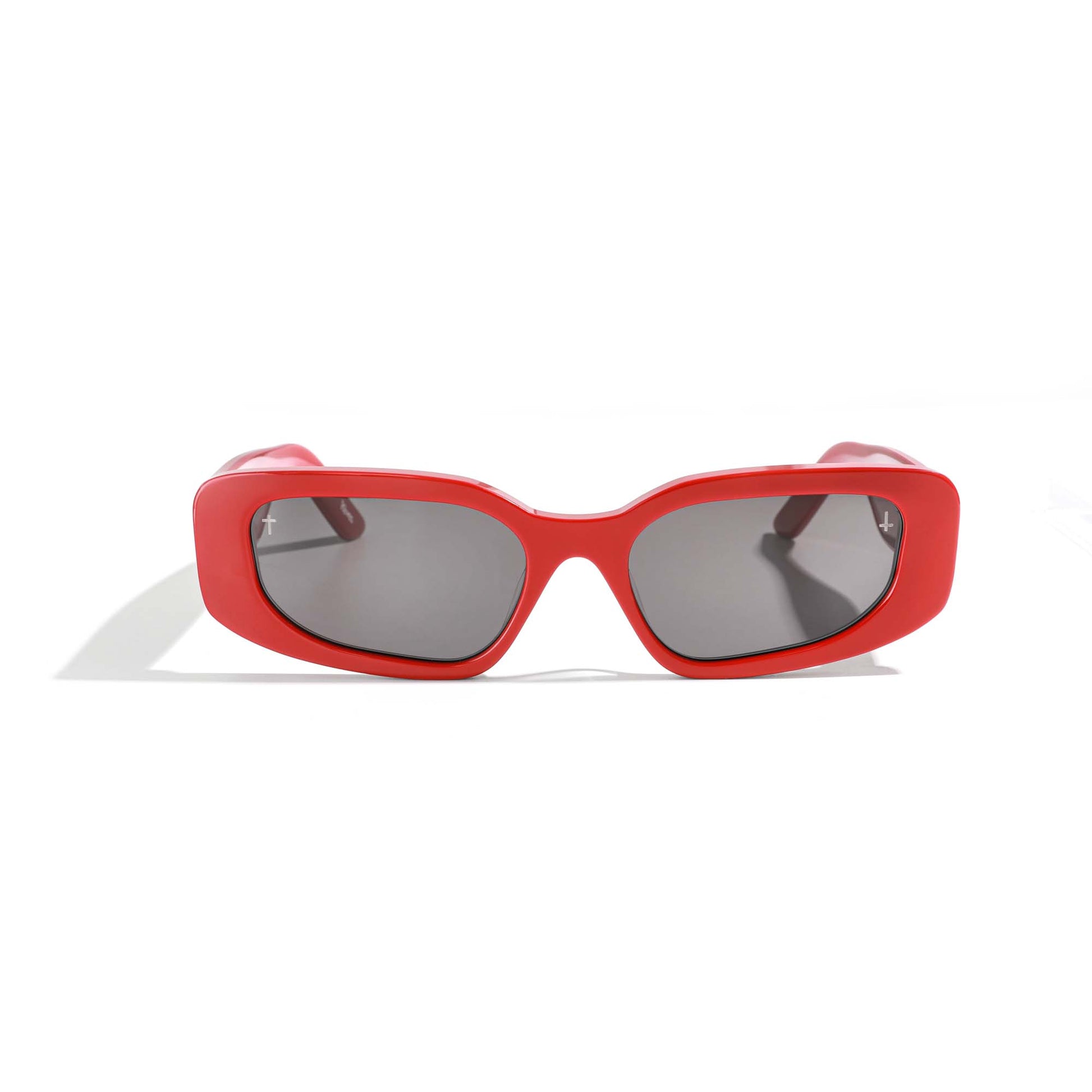 Italian bio-acetate red cat-eye sunglasses luxury sustainable eyewear view front